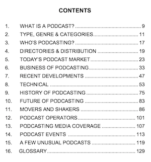 Podcast contents table